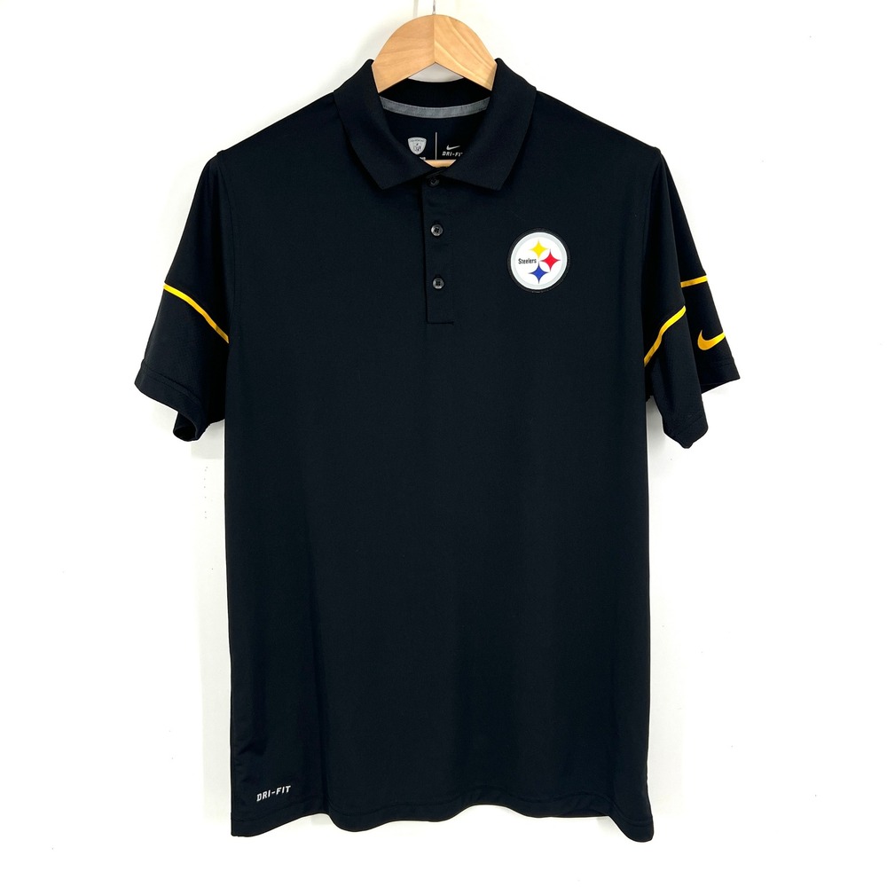 Nike NFL Pittsburgh Steelers Dri-FIT Training Polo Shirt Black 748337-010 Mens L